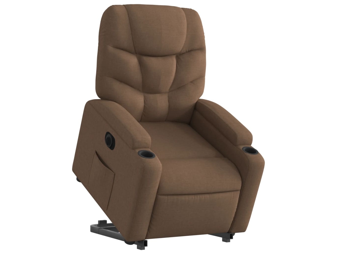 Poltrona reclinável elevatória elétrica tecido castanho