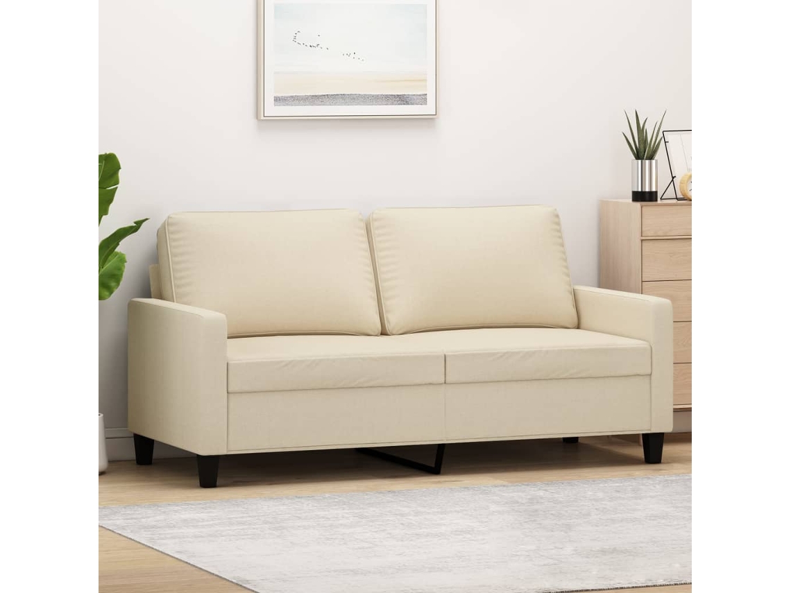 Sofá de 2 lugares tecido VIDAXL cor creme (140 cm)