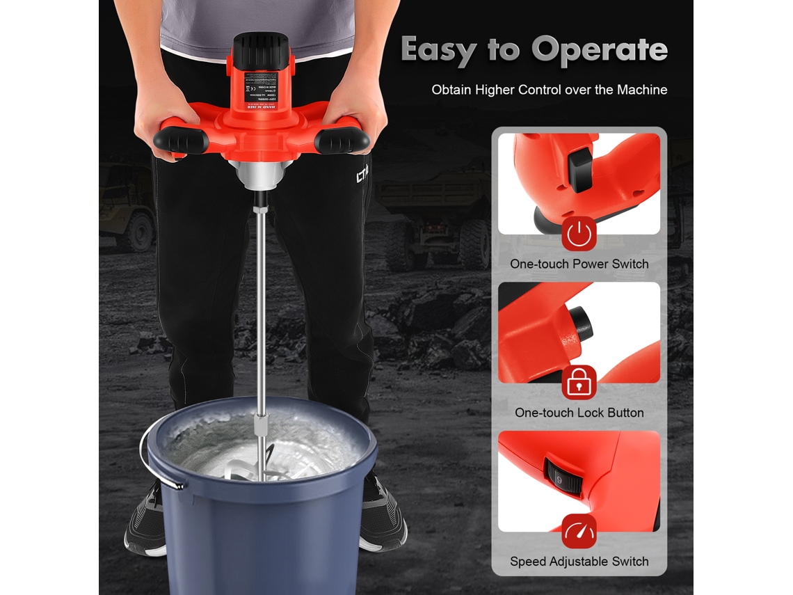 Misturador Elétrico De Argamassa, Potência De 1500w, 6 Velocidades Ajustáveis, 330 930 Rpm, 88,5 X 29 X 19,5 Cm, 4,8 Kg Oem