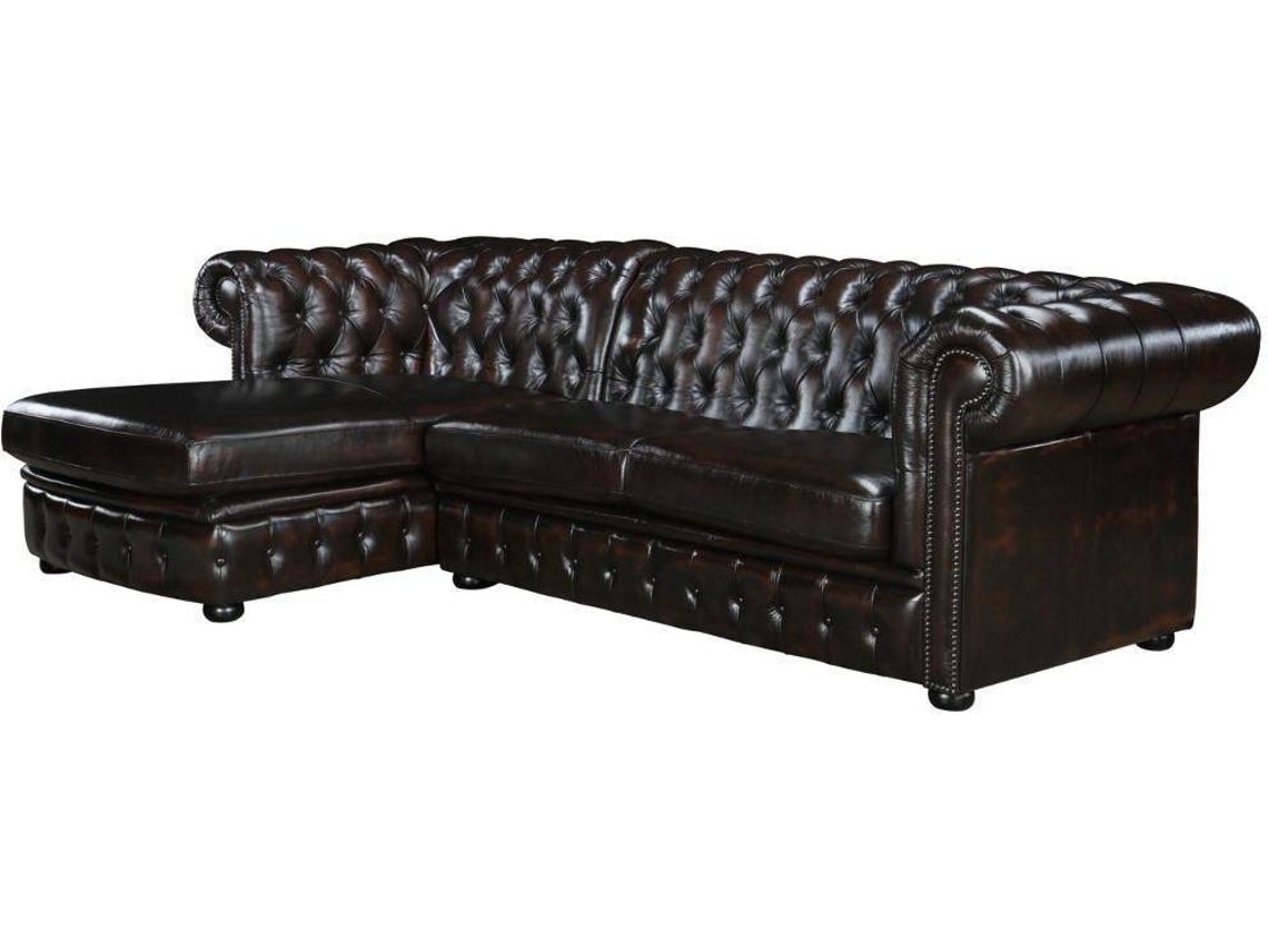 Sofá Fixo Brenton LINEA SOFA (Castanho Chocolate - Pele - 274x166x82 cm)