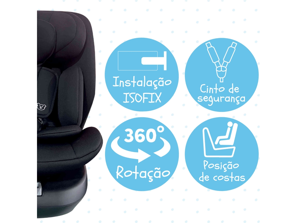 Cadeira Auto I-Size 40-150cm Isofix Rotativa Roundfix Cinza HAPPY BEAR 1 un