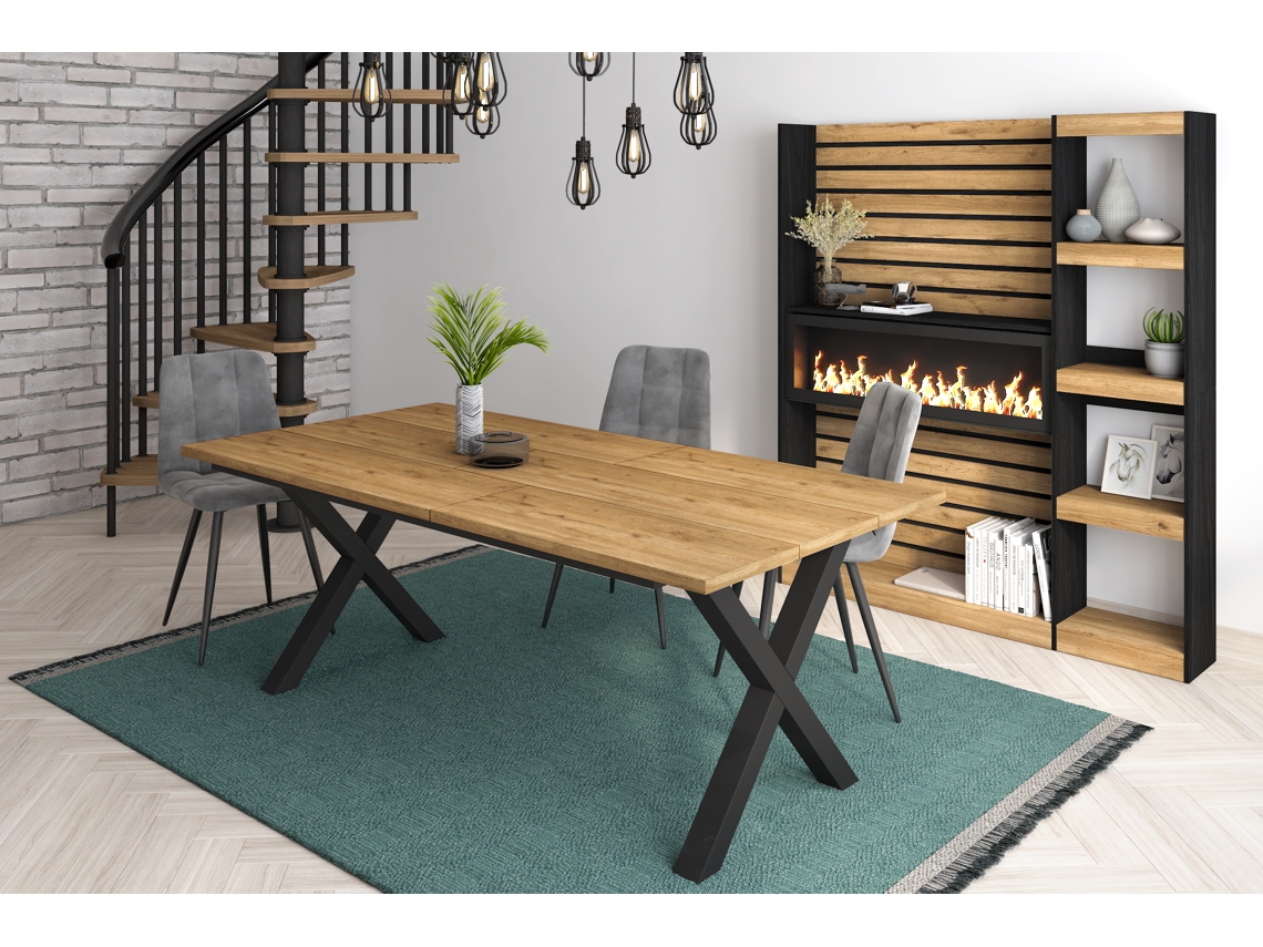 Mesa de Sala de Jantar 10 Pessoas 200 Ideal para Reuniões Familiares Oak Estilo Industrial DUERMETE ONLINE