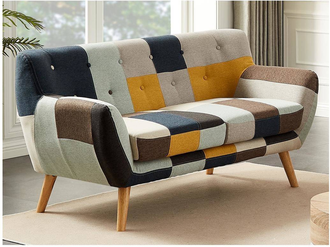 Conjunto Sofá Fixo Serti II VENTE-UNIQUE (Multicor - Tecido e Veludo - 188x80.5x81 cm)