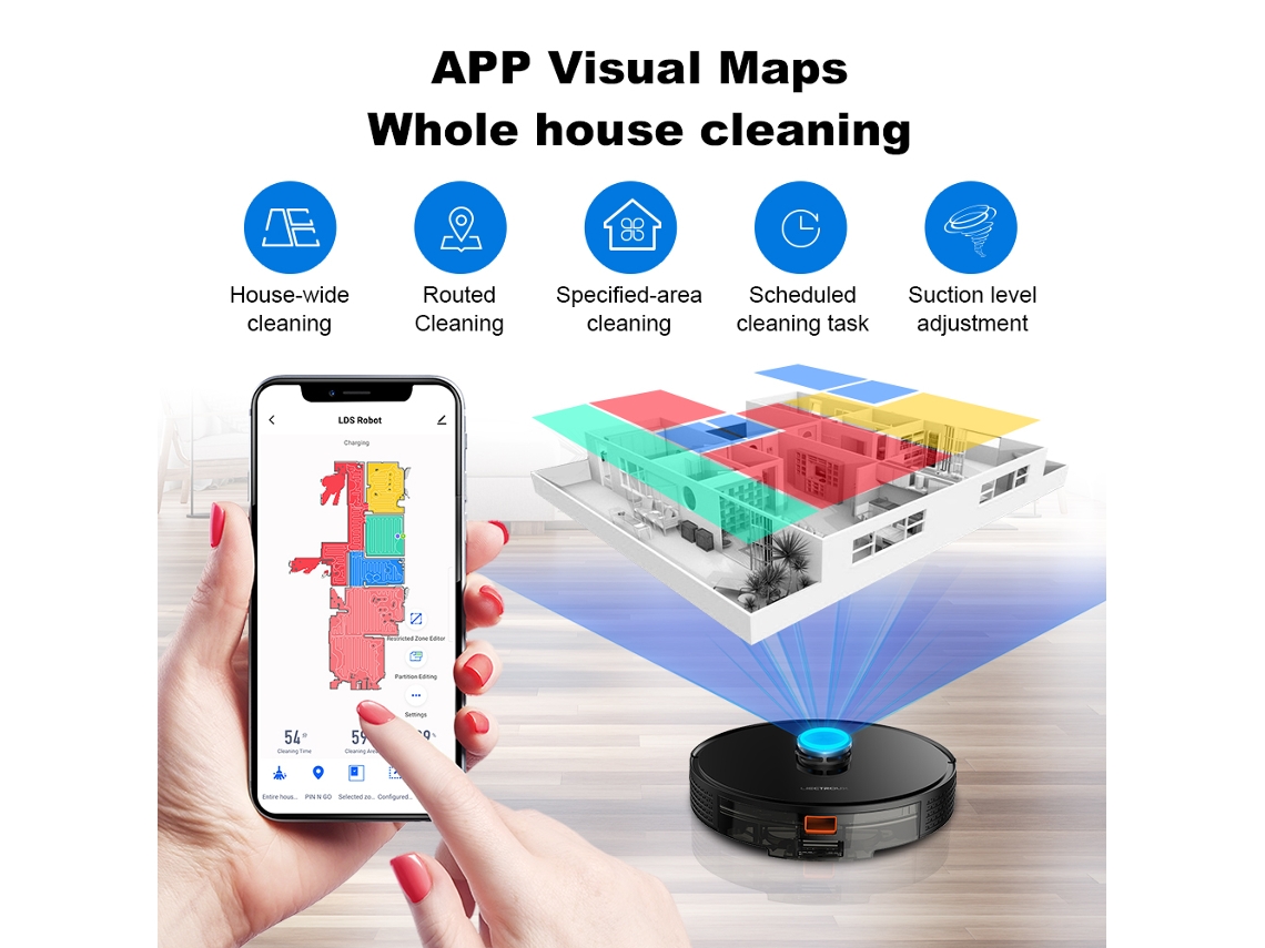 Aspirador De Pã³ Robã´, Navegaã§ã£o Inteligente, Alta Potãªncia De Sucã§ã£o, App Oem