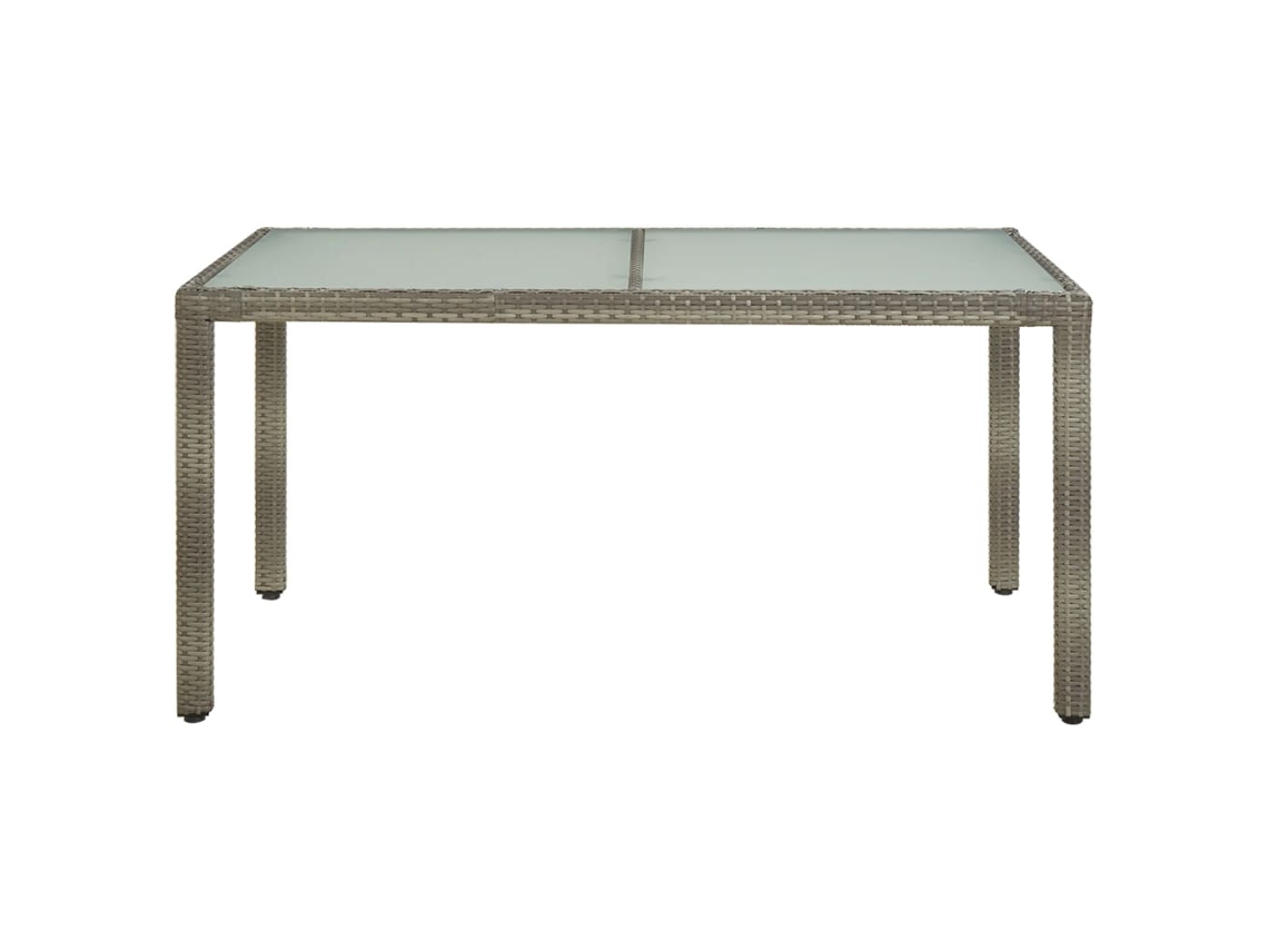 Mesa de Jardim 150X90X75 Cm Vidro Temperado e Vime Pe Cinzento NONAME
