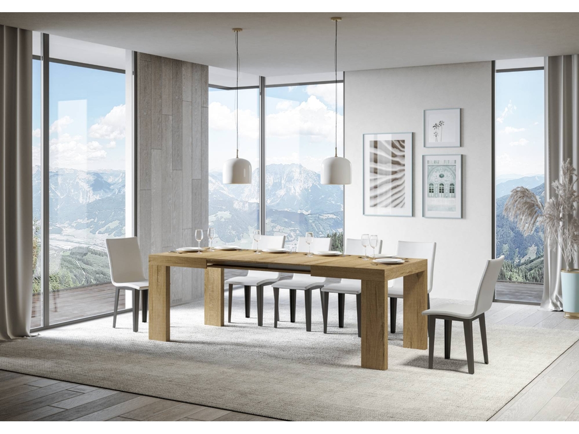 Mesa de Jantar Extensível 90X120/224 Cm Roxell Carvalho Natural