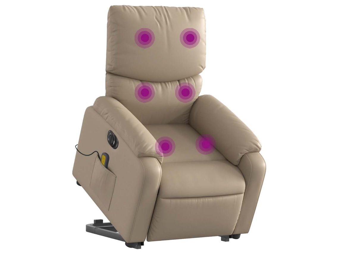 Poltrona reclinável elevatória elétrica couro artif. cappuccino