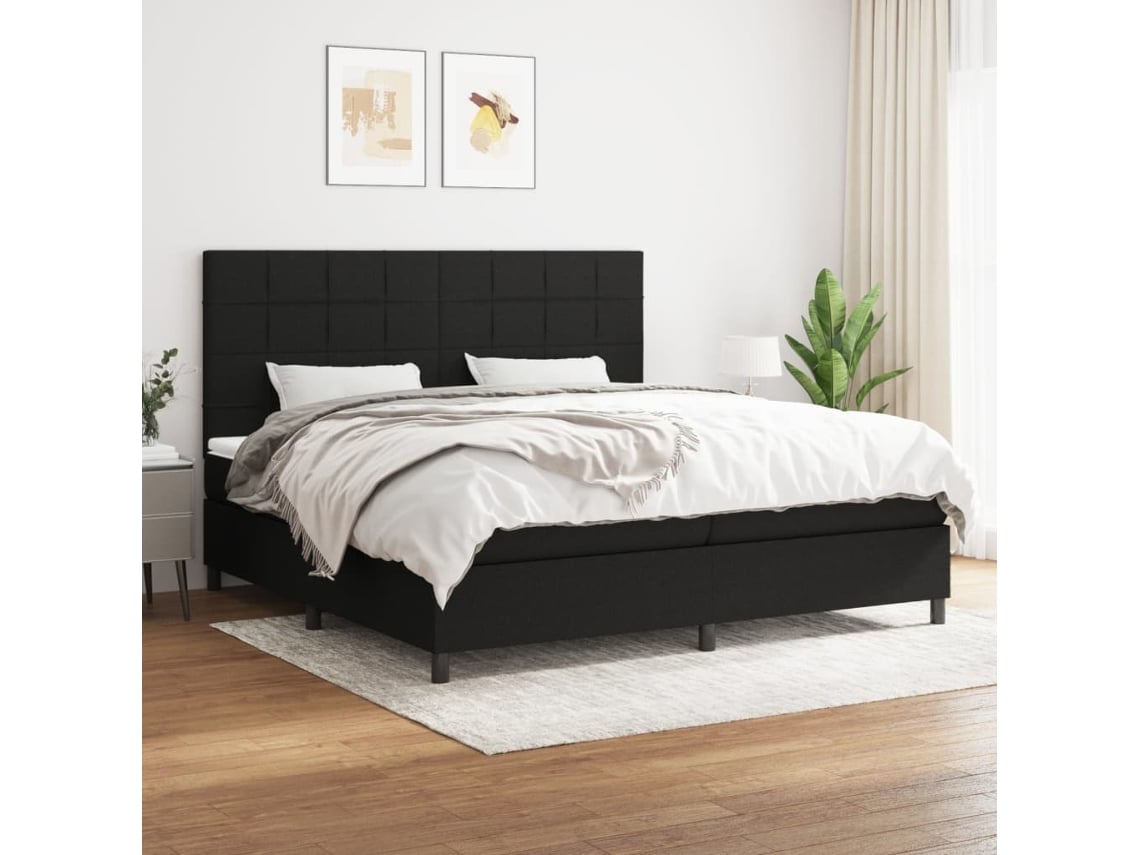 Cama box spring VIDAXL Preto Tecido (200x200 cm)