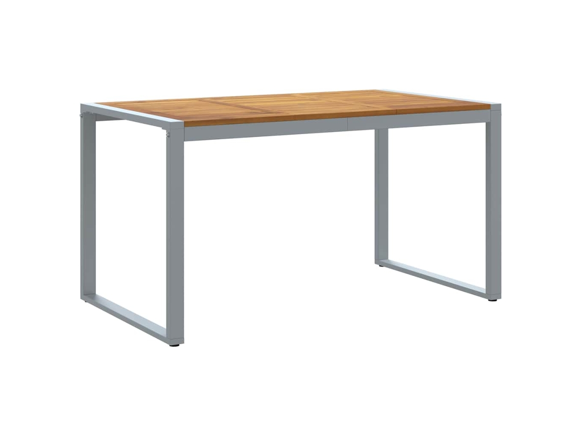 Mesa De Jantar Jardim Cinzeto 140x80x75cm Aço E Madeira Acácia