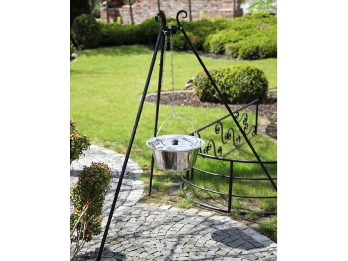 Tripé de 180 cm com Panela de Aço Inoxidável de 14 L