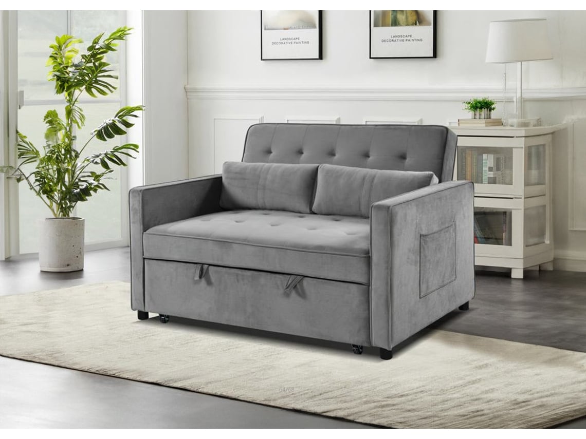 Sofá-Cama de Casal SALDOSYSTOCKS Japão (Cinza - 132x85x92 cm)