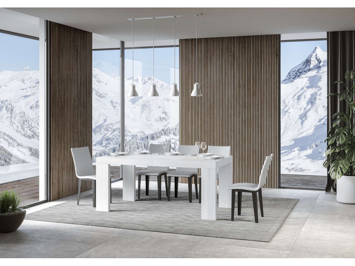 Mesa de Jantar Extensível 90X160/264 Cm Roxell Premium Cinza Branca ITAMOBY