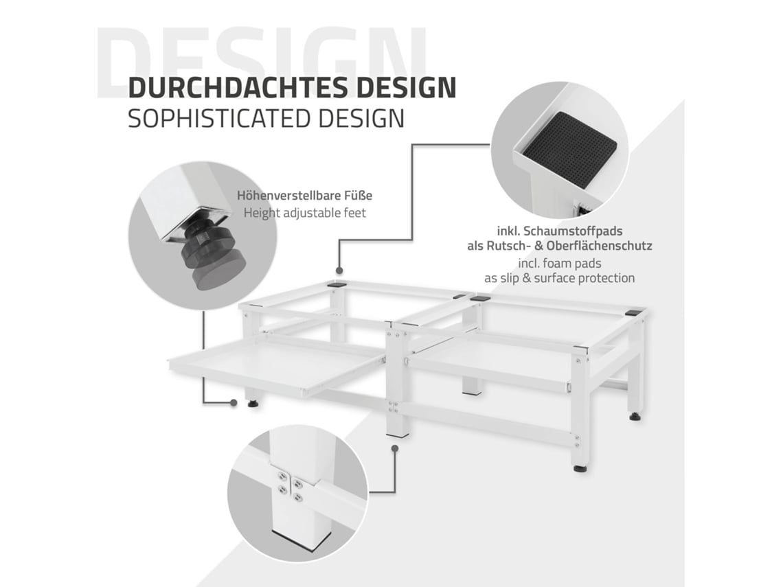 Conjunto de 2 Bases para Máquina de Lavar Roupas com Pratos Removíveis Aço Branco Ml-Design