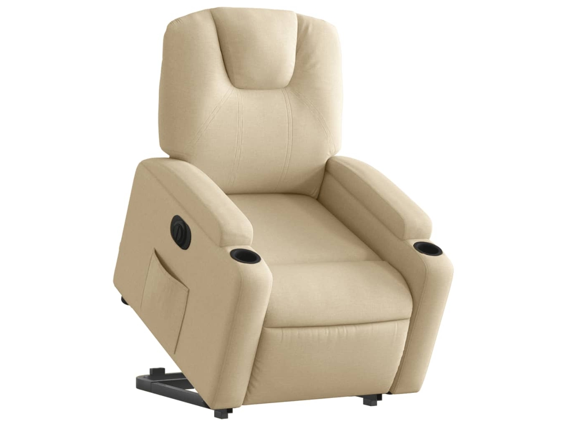 Poltrona reclinável elevatória elétrica tecido cor creme