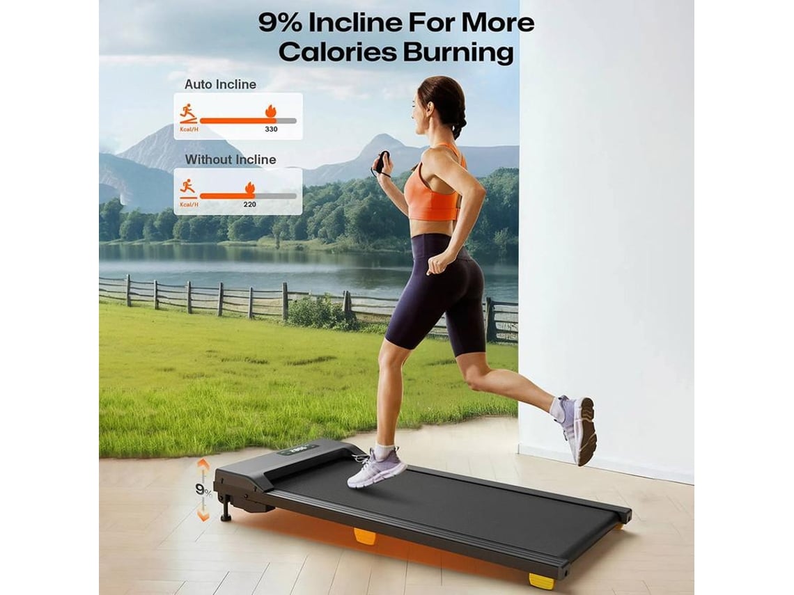 Passadeiras De Corrida Sysuro S1l Para Caminhar 300lbs 0.9 10km/h Inclinação 9 Correia 5 Camadas Display Led Controlo Remoto Compacta Silenciosa