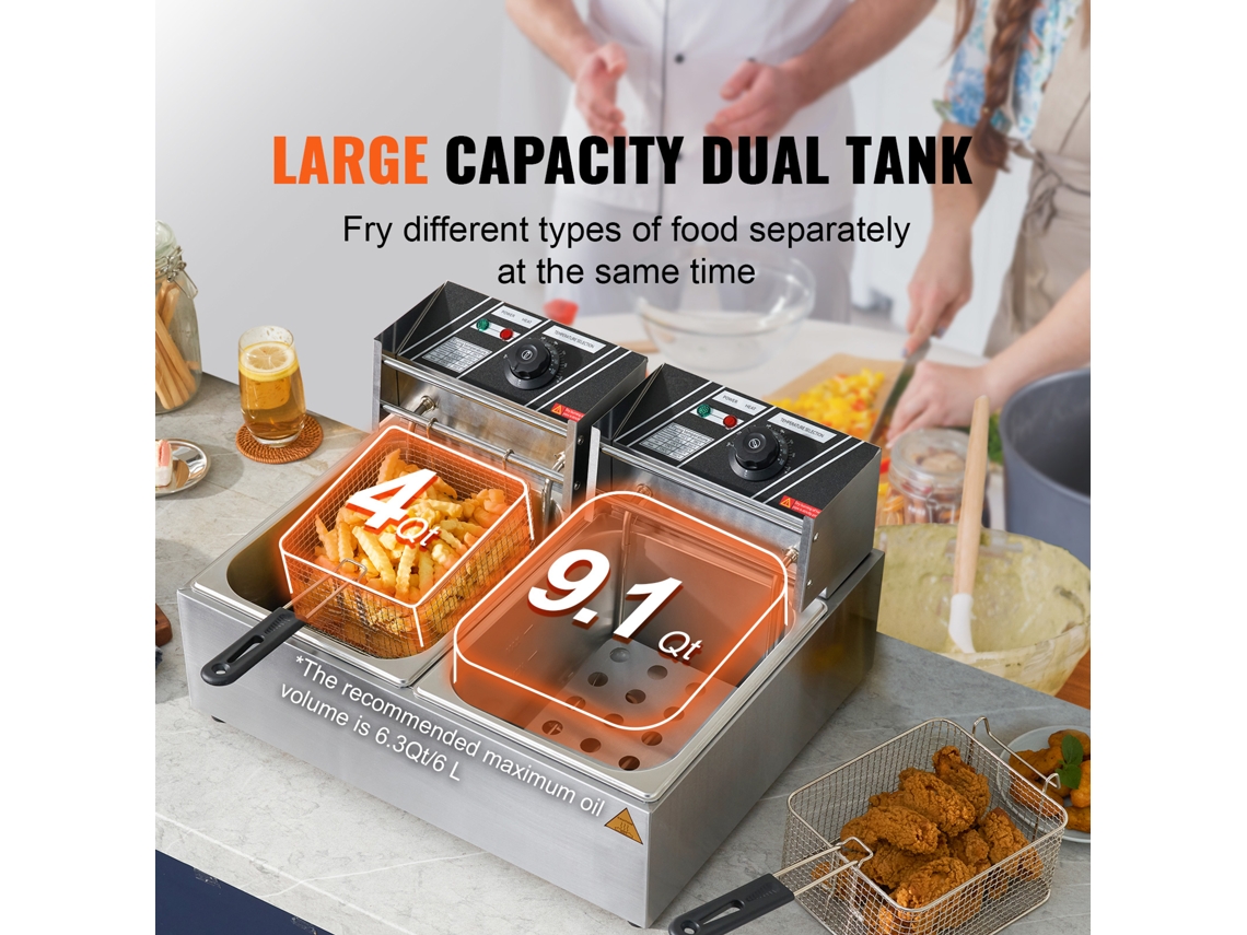 Fritadeira Elétrica Comercial De Bancada Succebuy Com Dois Depósitos Amovíveis