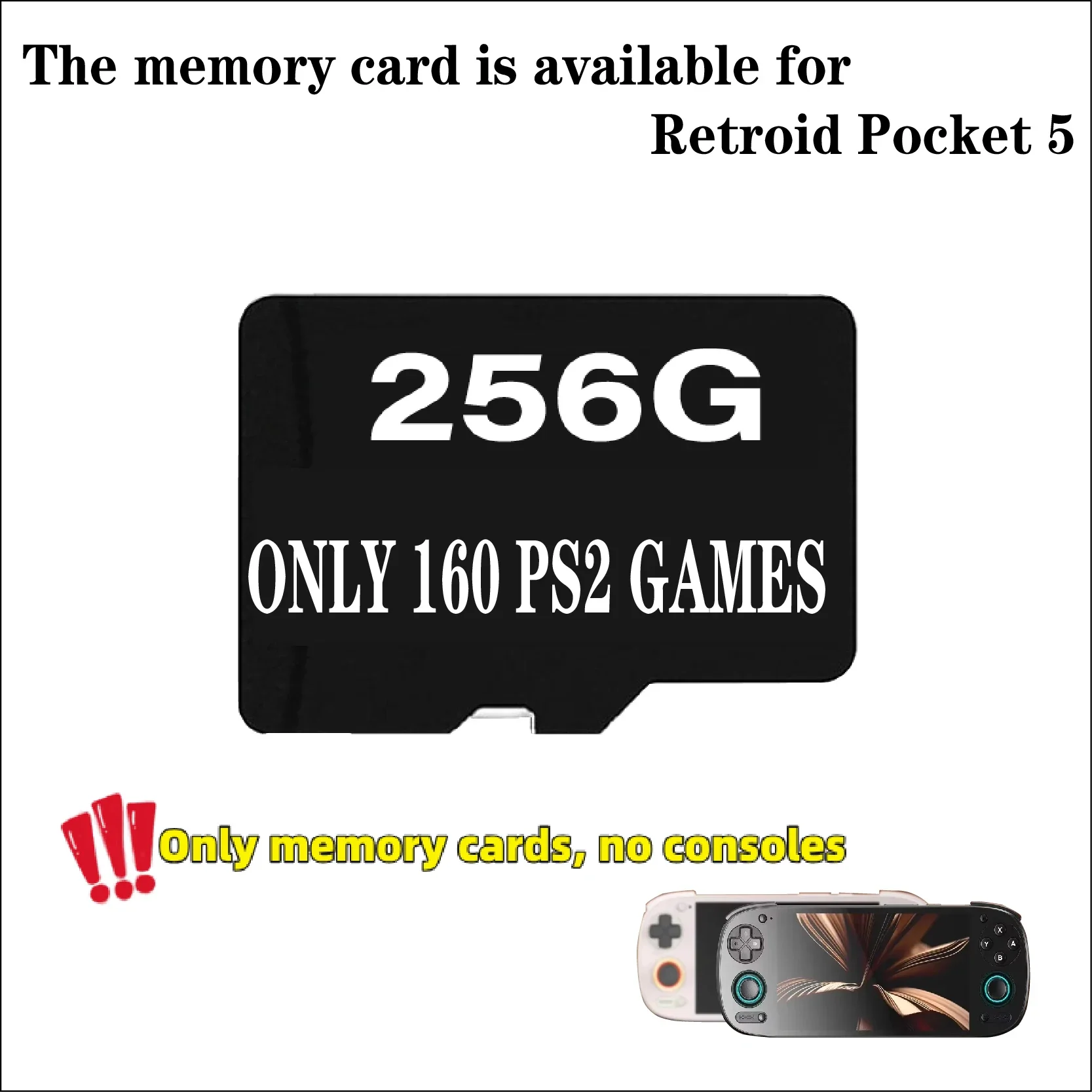 Jogo Portátil De Mão, Capacidade De Armazenamento De 512gb, Compatível Com Múltiplas Consoles, 256g Apenas 160 Ps2 Oem