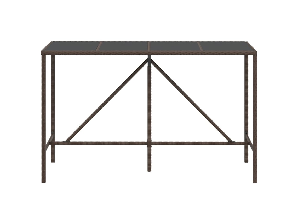 Mesa De Bar Com Tampo De Vidro 180x70x110 Cm Vime Pe Castanho