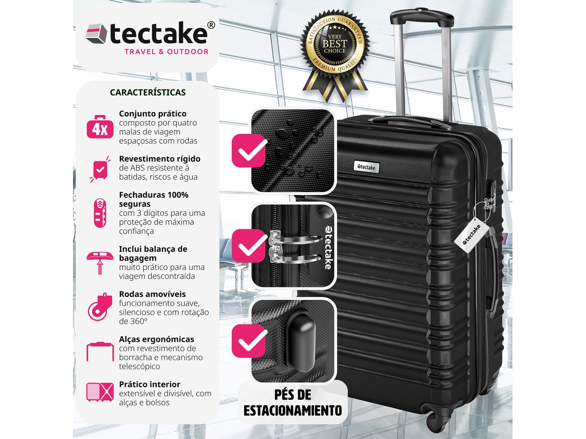 Conjunto de 4 Malas Rígidas Mila com Balança de Bagagem TECTAKE