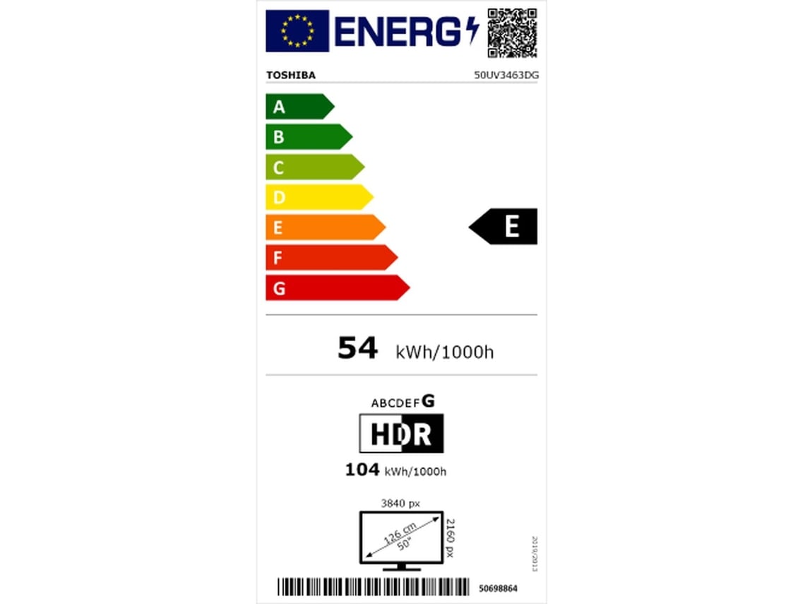 Smart TV TOSHIBA 50UV3463DG (Preto - E - 50