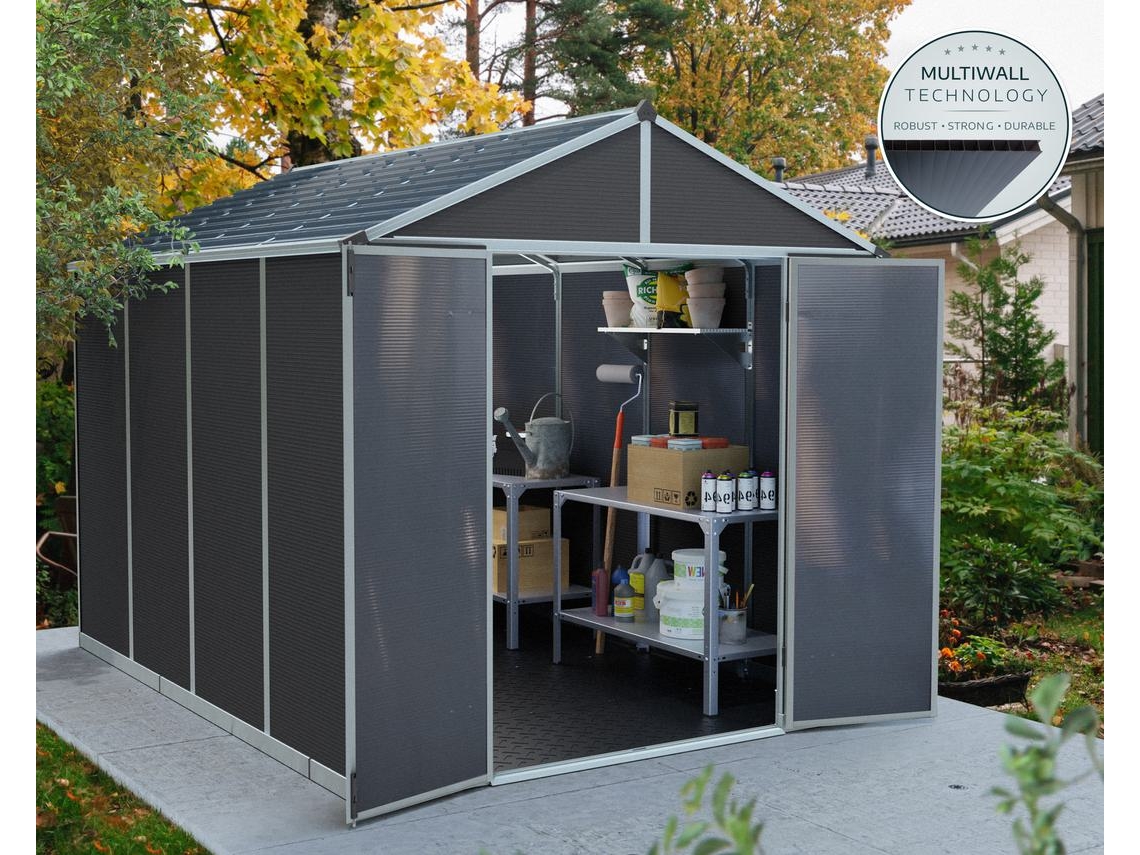 Abrigo de Jardim CANOPIA  Rubicon de Policarbonato 303X237X235 cm Cinza Escuro