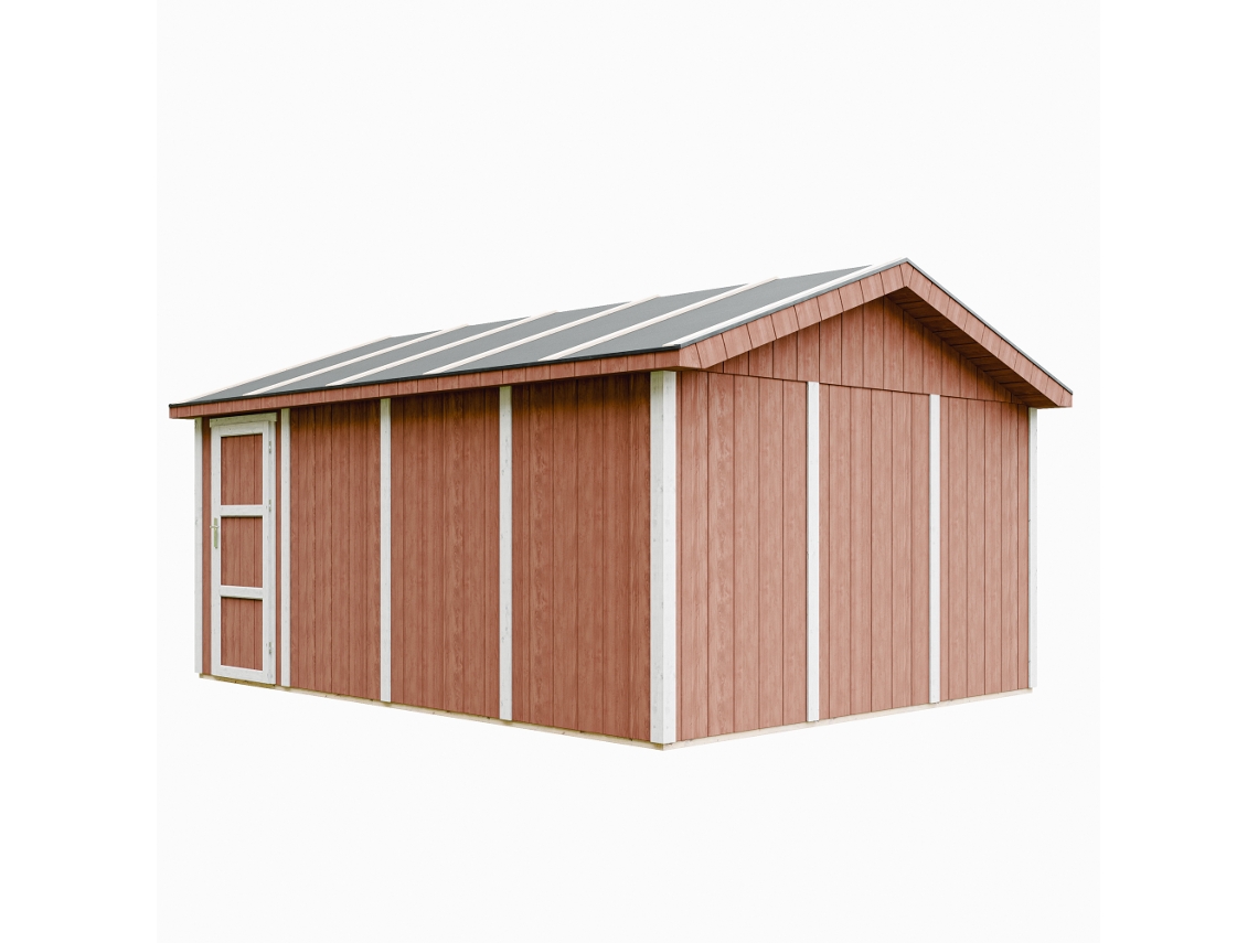 Garagem De Qualidade Premium 17 M² C378 X L530 Cm Garagem Para Carros, Motos, Bicicletas, Máquinas De Jardinagem Timbela M991b Redwood Red