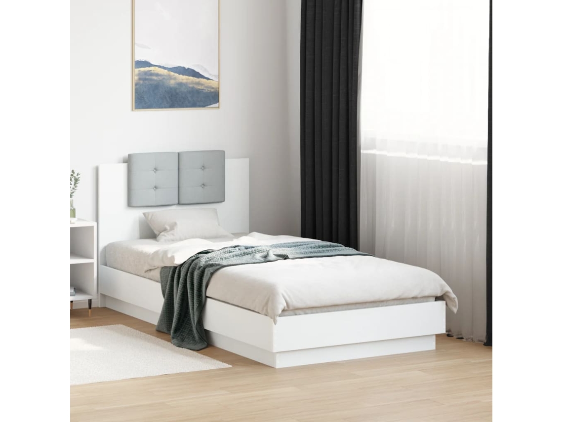 Estrutura cama cabeceira VIDAXL derivados de madeira branco (75x190 cm)