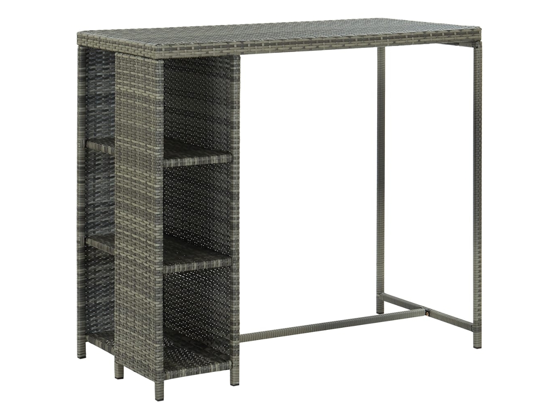 Conjunto de Bar de Jardim de 5 Peças com Almofadas de Vime Sintético Cinza