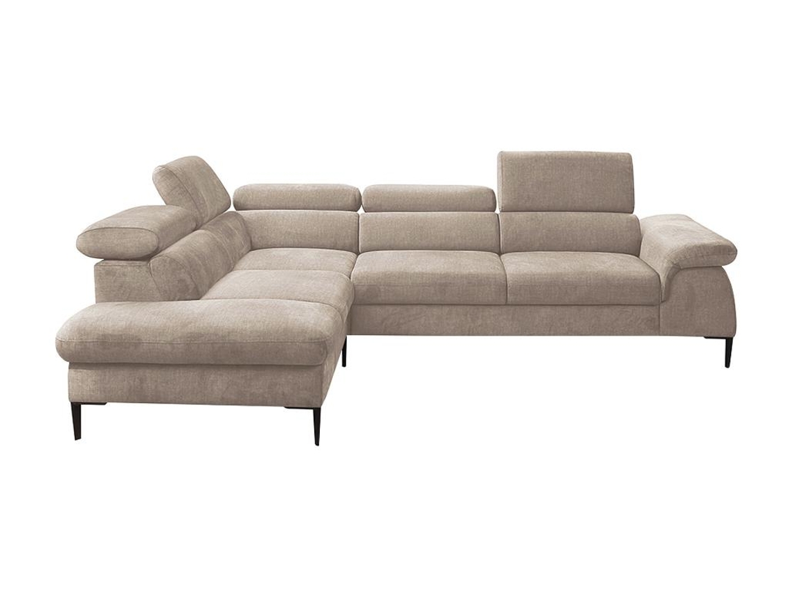 Grande sofá-cama de canto esquerdo de veludo bege Sepina da PASCAL MORABITO (75 x 280 x 214 cm)