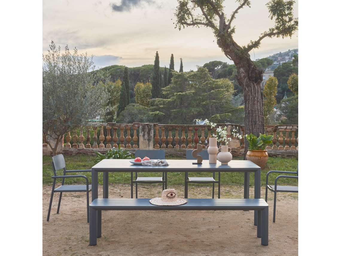 Mesa De Jardim De Alumínio Com 1 Banco E 4 Cadeiras, Antracite Sweeek