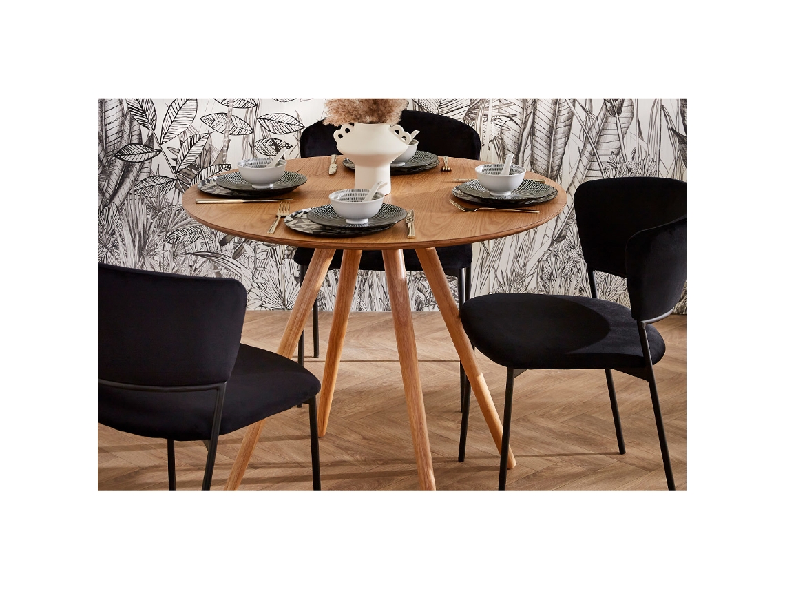 Mesa de jantar redonda design cinza D90 Artik MILIBOO