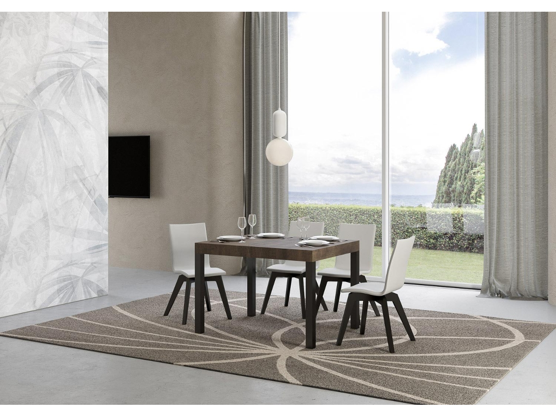 Mesa de Jantar Extensível 80X120/204 Cm Everyday Nogueira Quadro Antracite