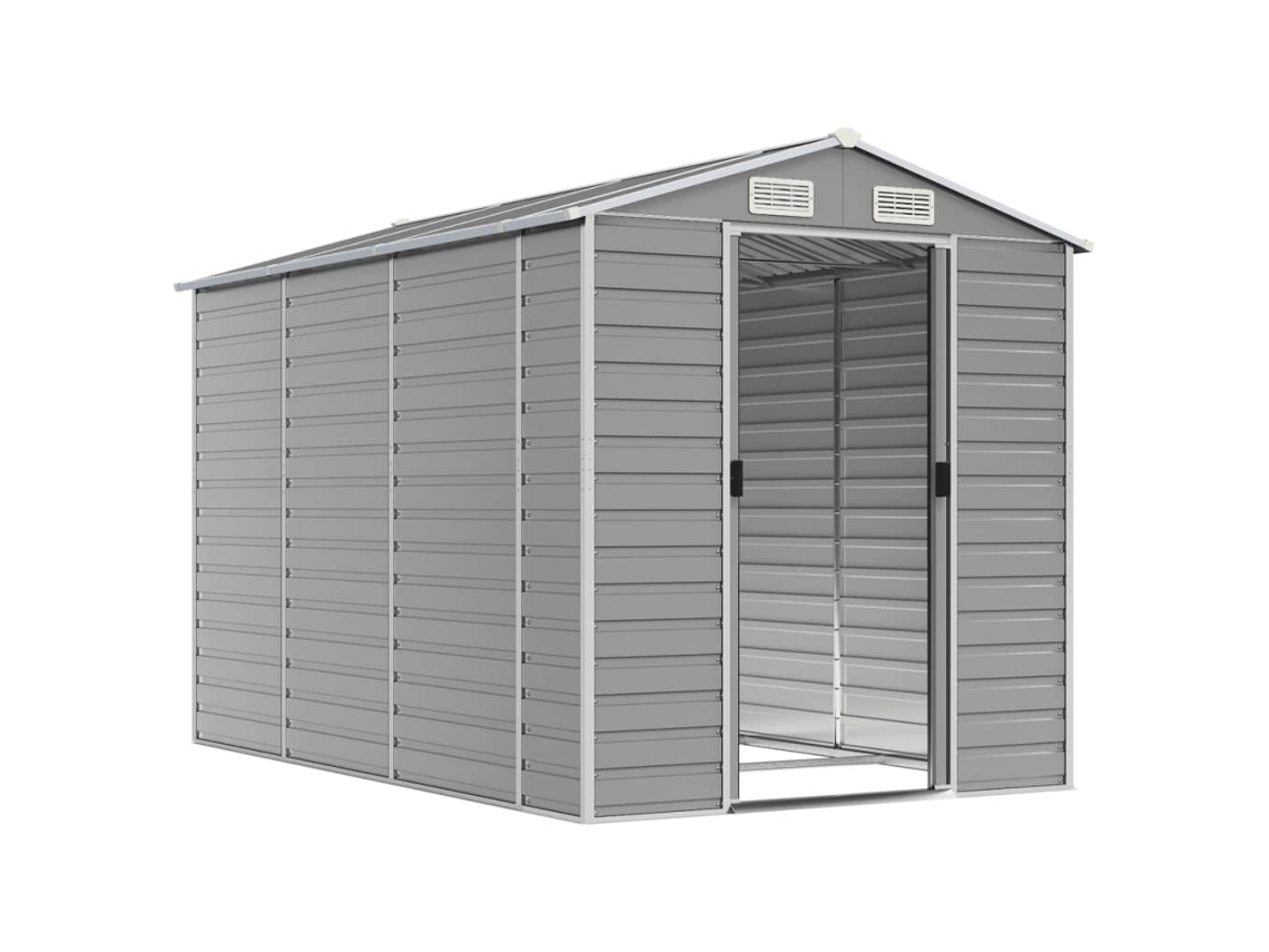 Abrigo De Jardim 191x300x198 Cm Aço Galvanizado Cinzento Claro LOVELY HOME