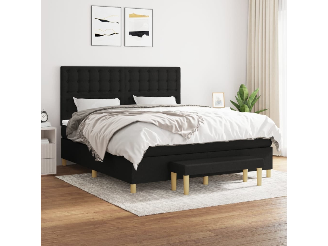 Cama box spring VIDAXL Preto Tecido (180x200 cm)