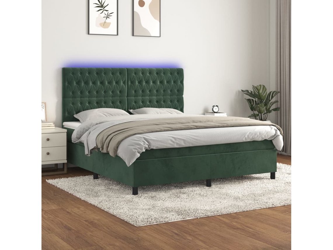 Cama box spring VIDAXL Verde Veludo (180x200 cm)