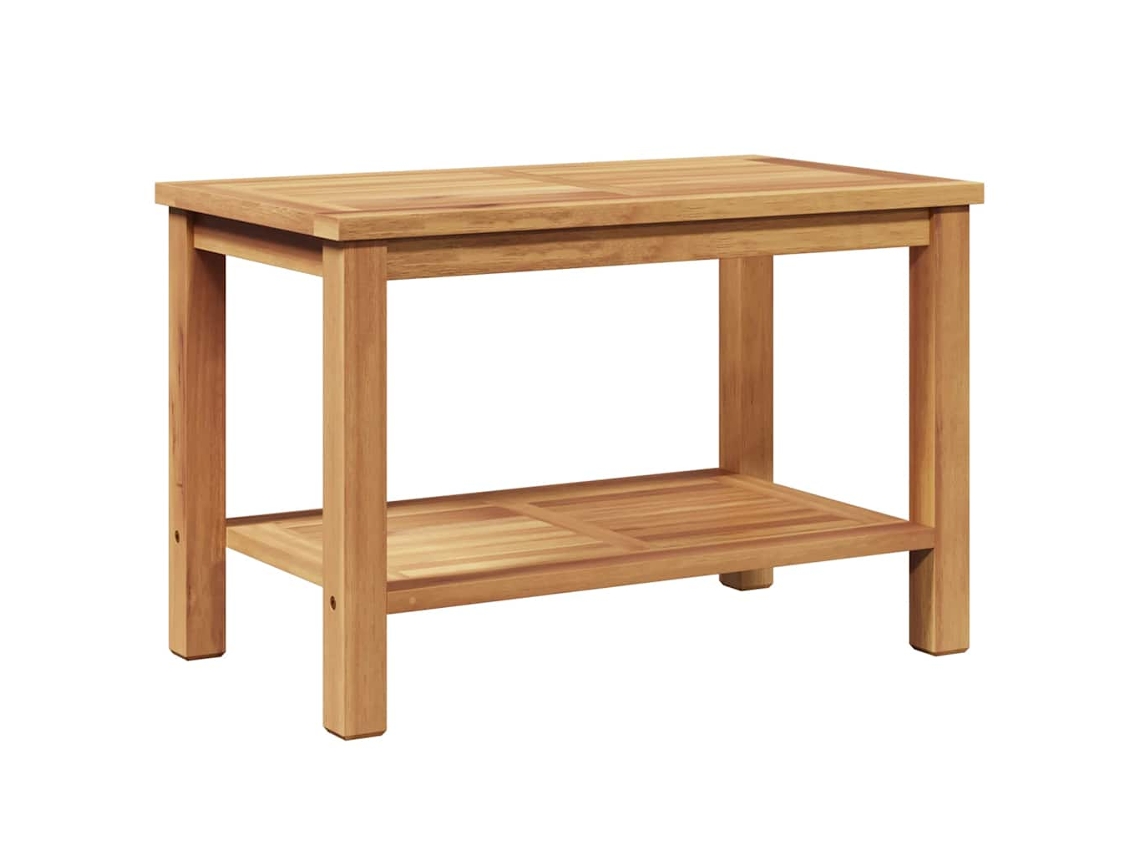 Mesa De Centro Em Teca Maciça Castanho 70x40x45 Cm Moderna