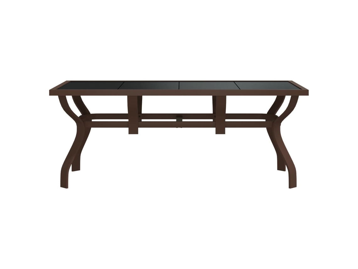 Mesa De Jardim | Mesa De Exterior 180x80x70 Cm Aço E Vidro Castanho/preto Lovely Home