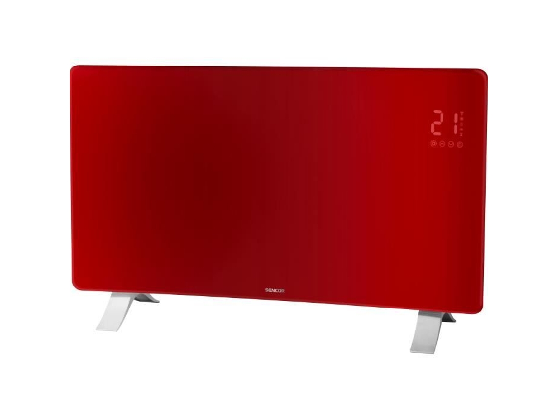 Radiador Inteligente Wi Fi Em Vidro Sencor Scf 4742rd 2400 W 2 Níveis Termostato Vermelho