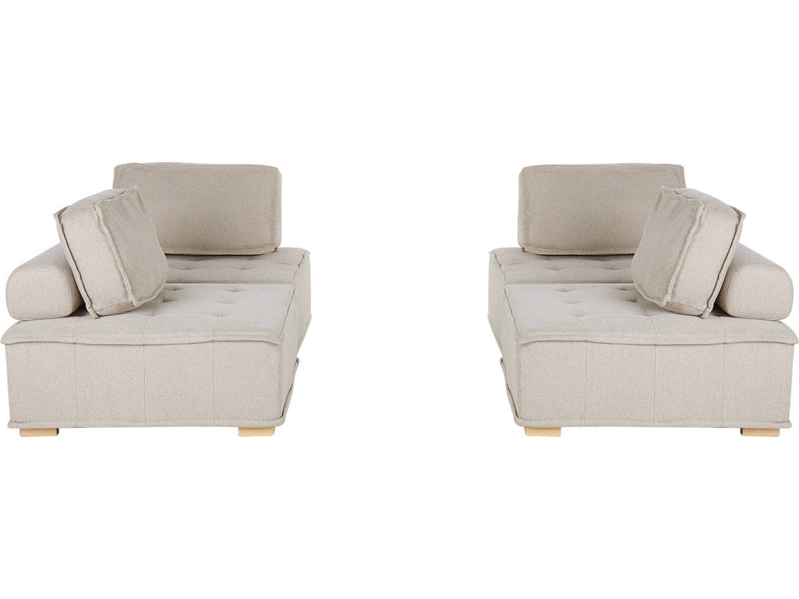 Sofás modulares em tecido BELIANI Tibro de Poliéster Creme 100x200x40