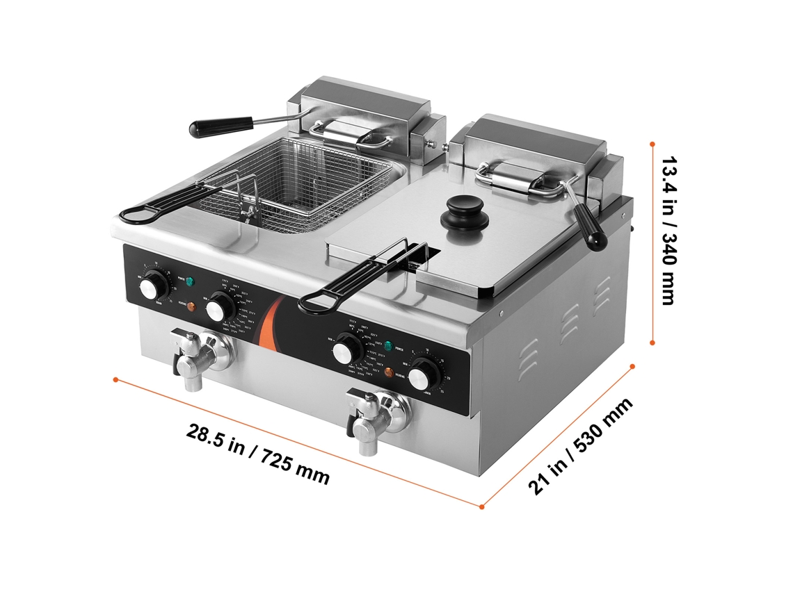 Fritadeira Comercial Succebuy, Fritadeira Elétrica De Bancada, 3000 W X 2 Tanques Duplos, Capacidade De 5,9 L