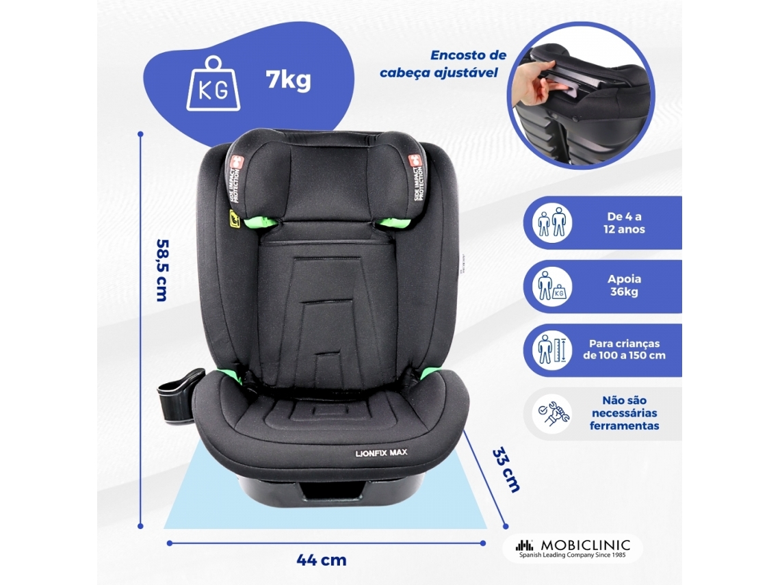 Cadeira Auto Para Criança Mobiclinic Isofix I-size 100-150cm 3 Posições De Reclinação Grupo 2/3 15-36kg 3,5-12 Anos