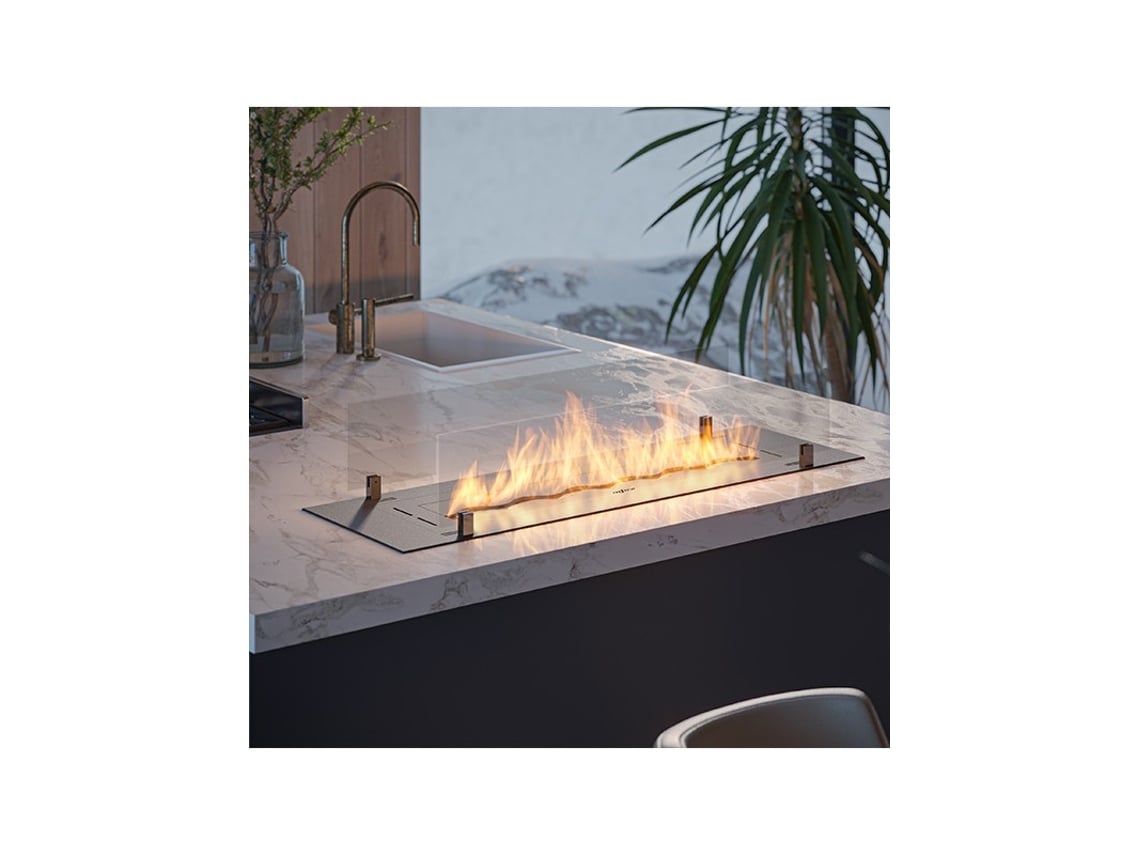 Biolareira embutida a bioetanol preta com vidro INSERT BLACK BURNER 1000 OUTINFIRE