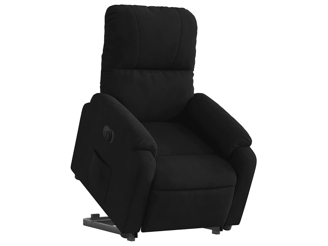 Poltrona reclinável elevatória elétrica tecido microfibra preto