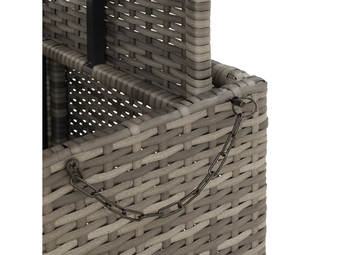 Mesa de Jardim 110X110X71 Cm Vime Pe e Madeira de Acácia Cinza PANGSHIYUAN