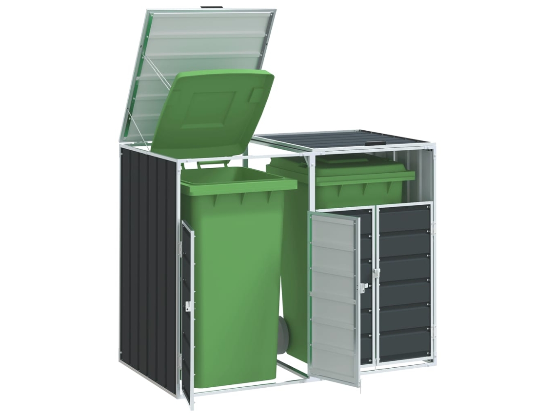 Abrigo para caixote do lixo VIDAXL Antracite Aço (144x81x113 cm)