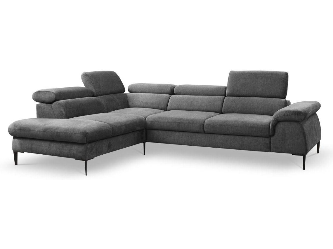 Sofá Cama Sepina PASCAL MORABITO (Cinza Antracite - Tecido e Veludo - 280x214x94 cm/Dimensões da cama: 120 – 139 cm)