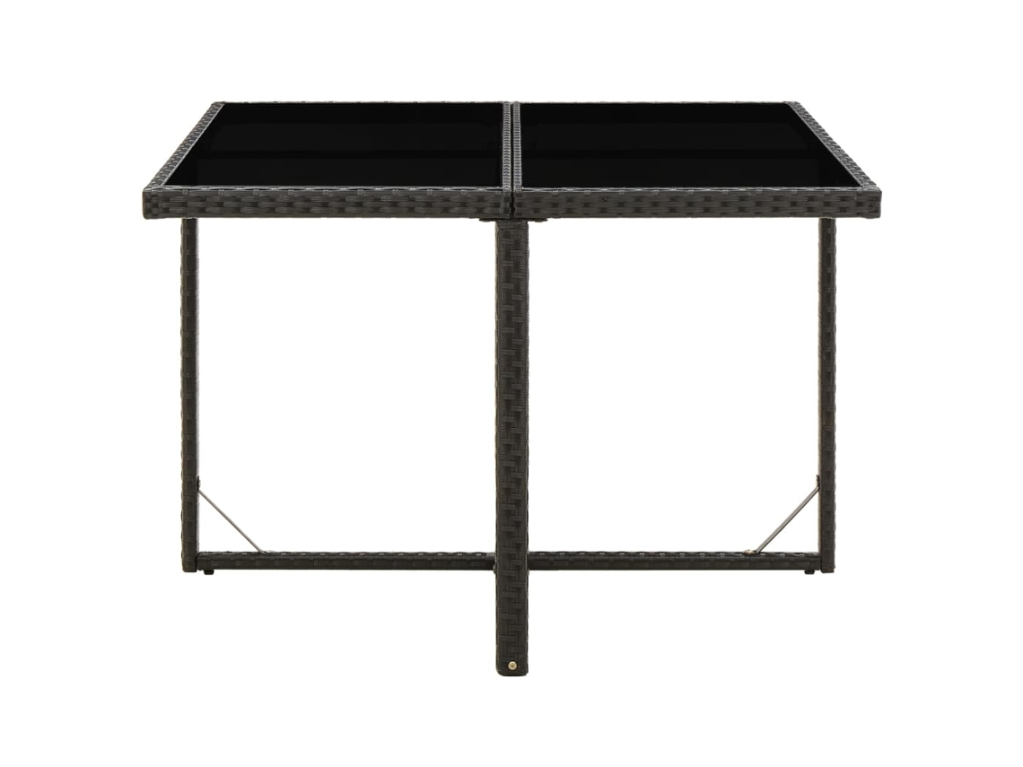 Mesa De Jardim 109x107x74 Cm Vime Pe E Vidro Preto