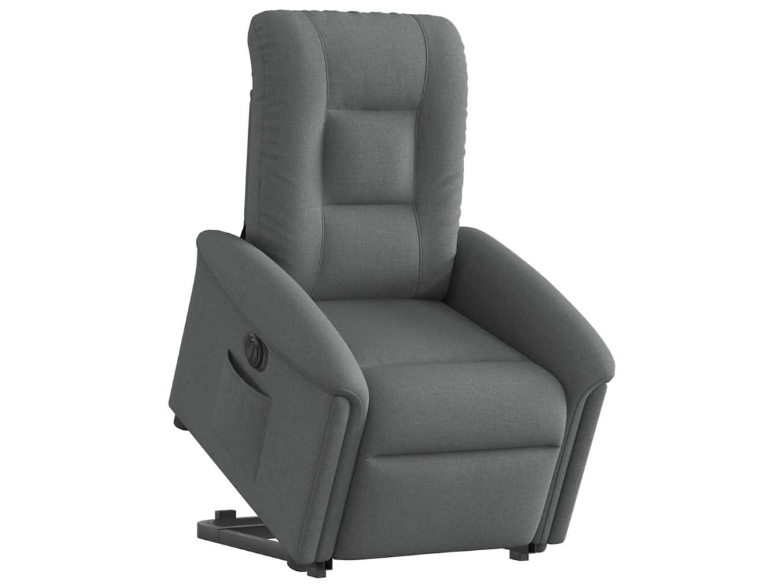 Poltrona reclinável elevatória elétrica tecido cinzento-escuro