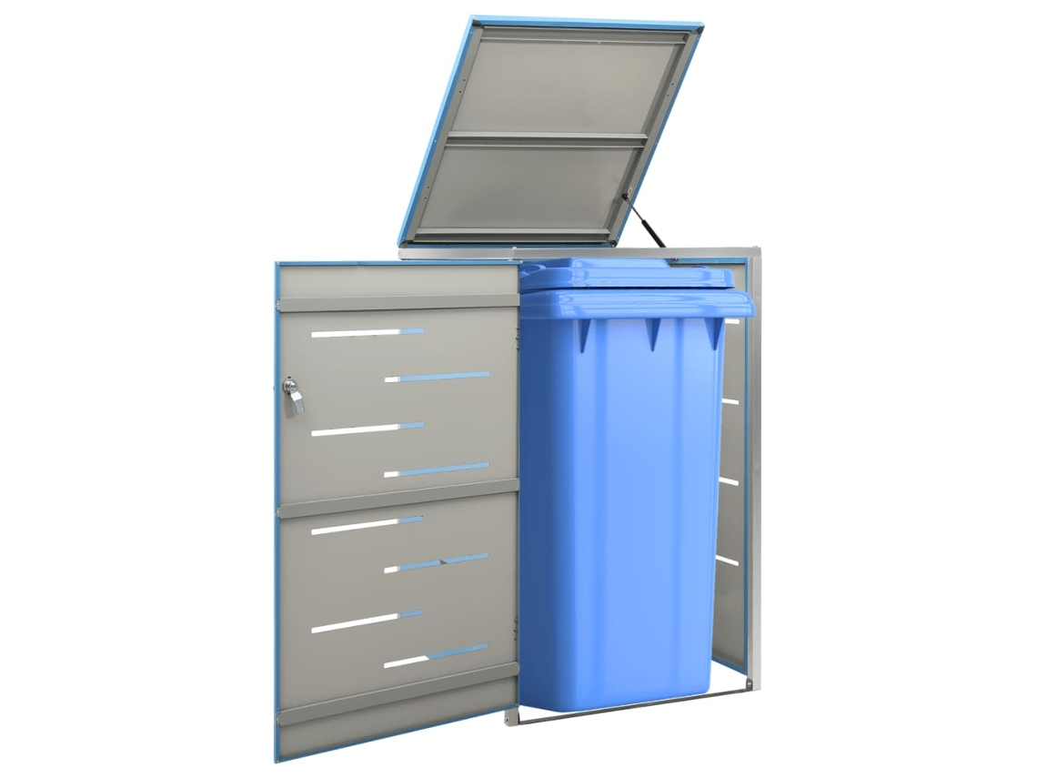 Abrigo para Caixotes do Lixo VIDAXL Para Azul Aço Inoxidável (69x77,5x112,5 cm)