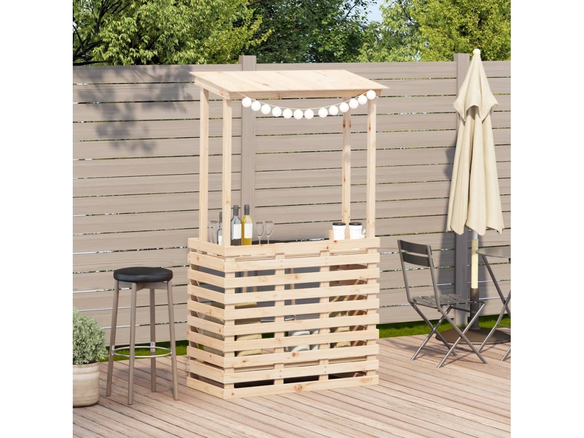 Mesa De Bar Exterior C/ Telhado 112,5x57x195,5cm Madeira Maciça